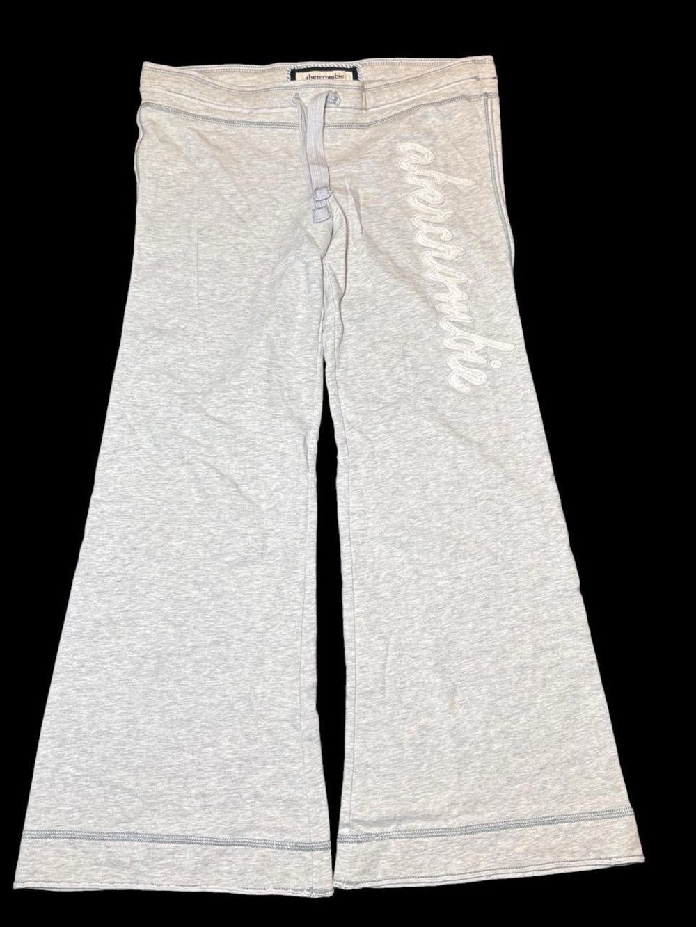 Abercrombie & Fitch Girls Light Gray Logo Wide-Leg Sweatpants